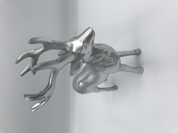 Figur Hirsch stehend mit Geweih (Silberglanz, Aluminium)