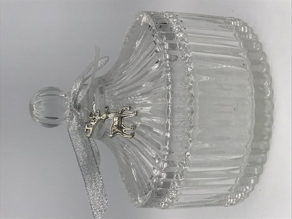 Glasdose mit Haube "Rille" (Weiß/Klar, 15 cm)
