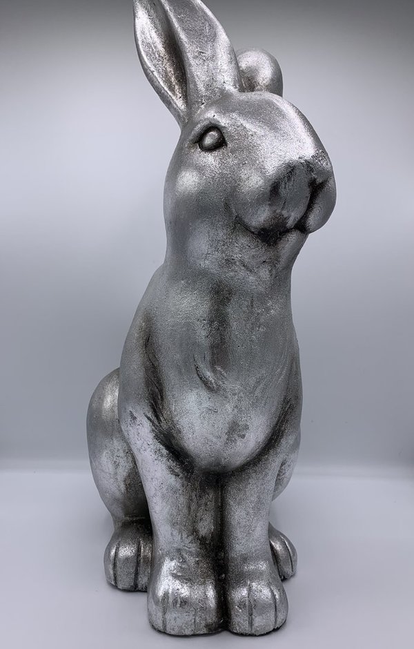 Hase "Silver Rabbit" sitzend (51 cm / antik-silber)