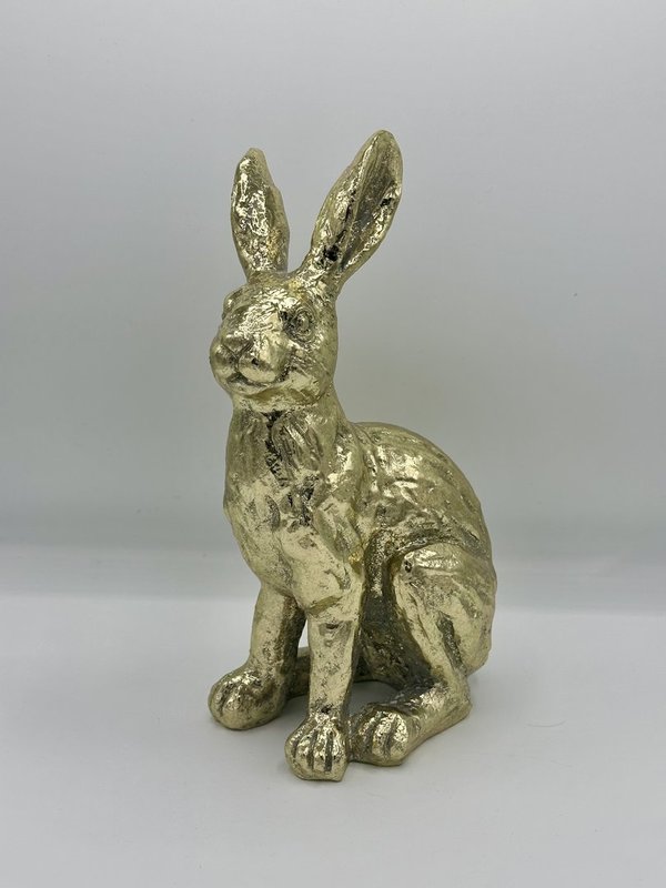 Resin-Hase "Amy" sitzend (27,5 cm / gold / Osterhase)