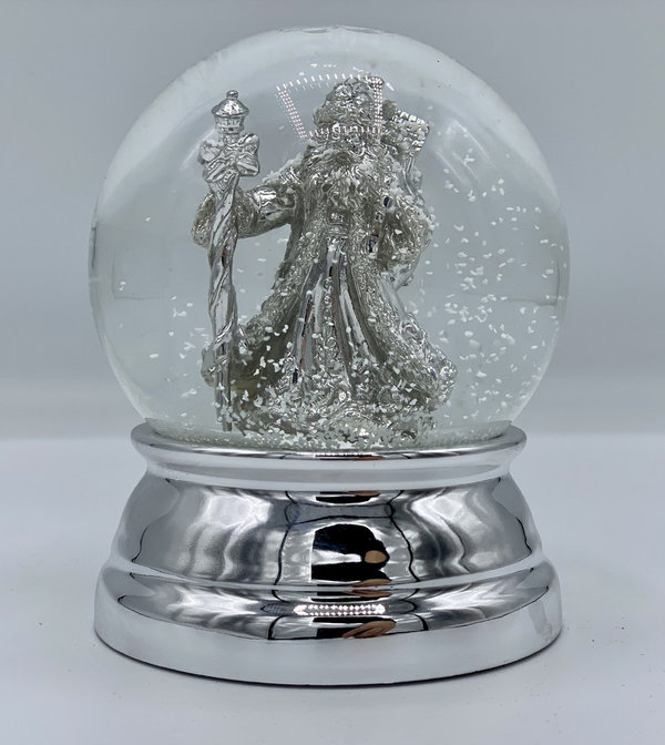 Schneekugel Weihnachtsmann 10 cm (versilbert, anlaufgeschützt)